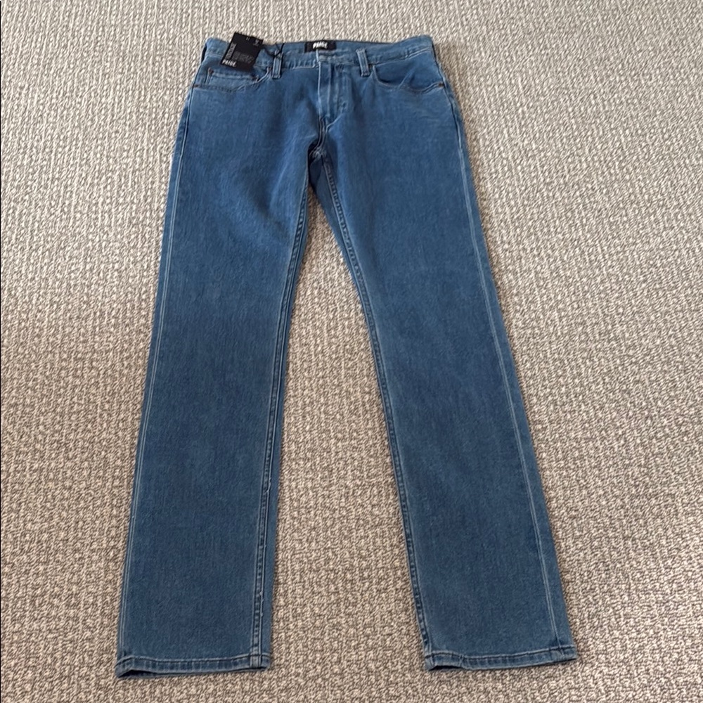 New Paige Federal Men Jeans Blue Denim Pants Vintage Slim Straight Leg 29